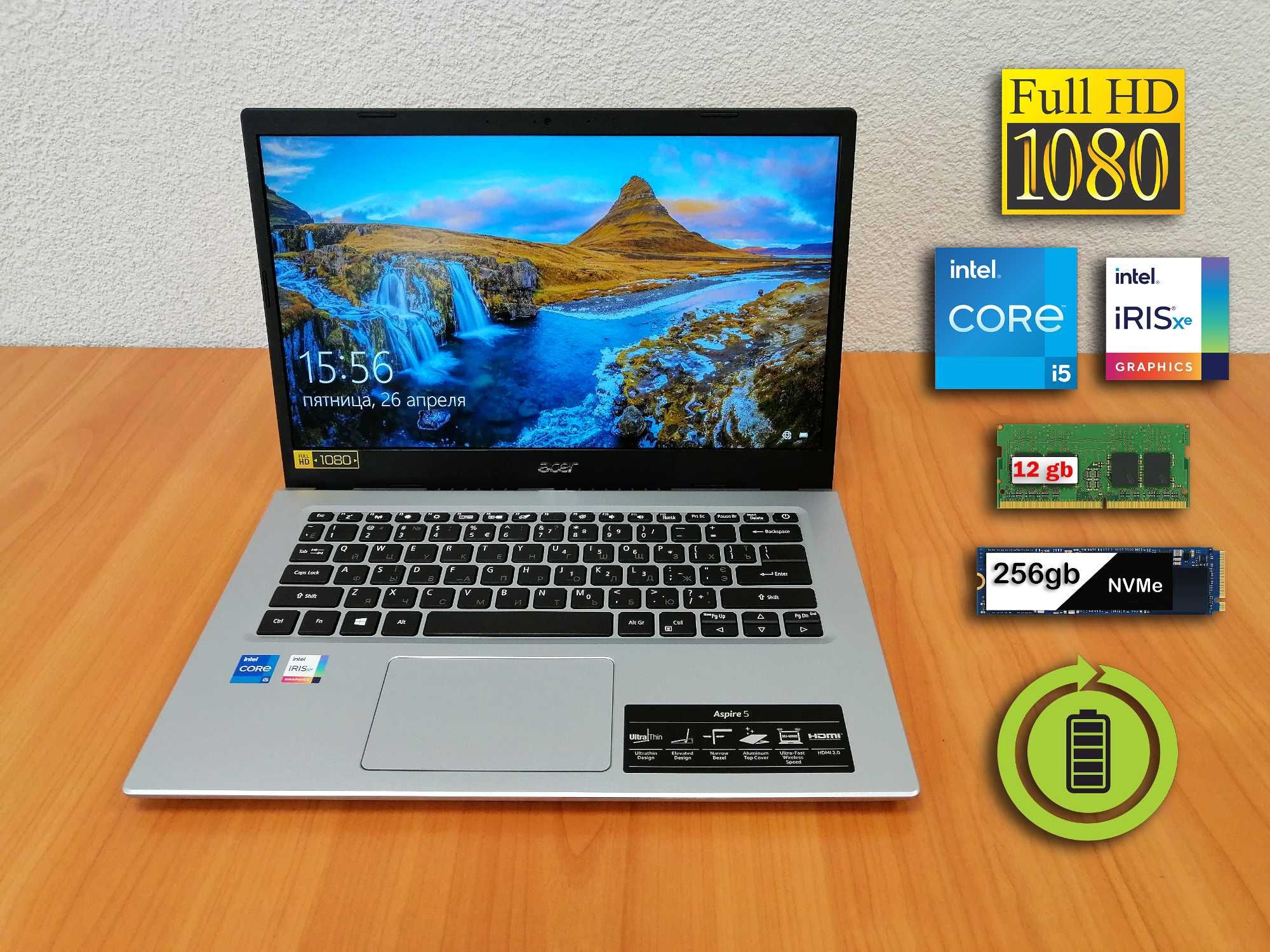 Ноутбук Acer A514(14"\IPS\FHD\Core™ i5-1135g7\12 gb\iRIS Xe\SSD 256gb)