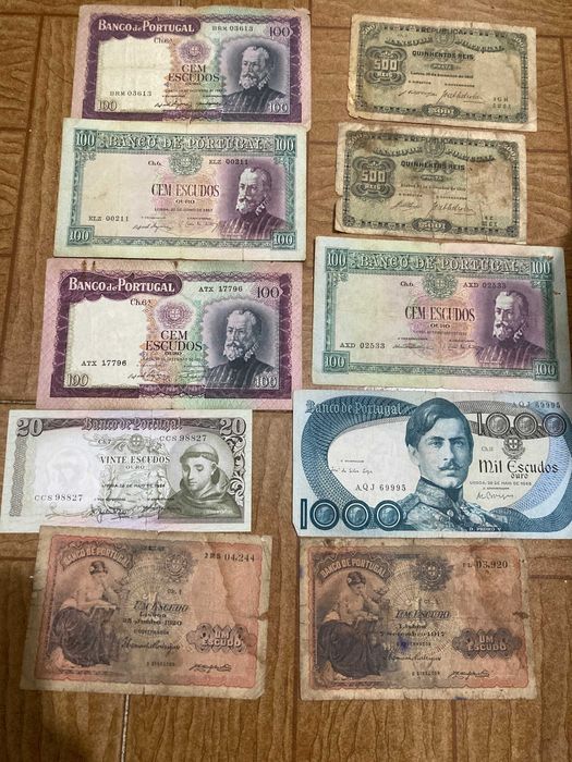 Notas de Dinheiro Antigo Escudos Português de Portugal