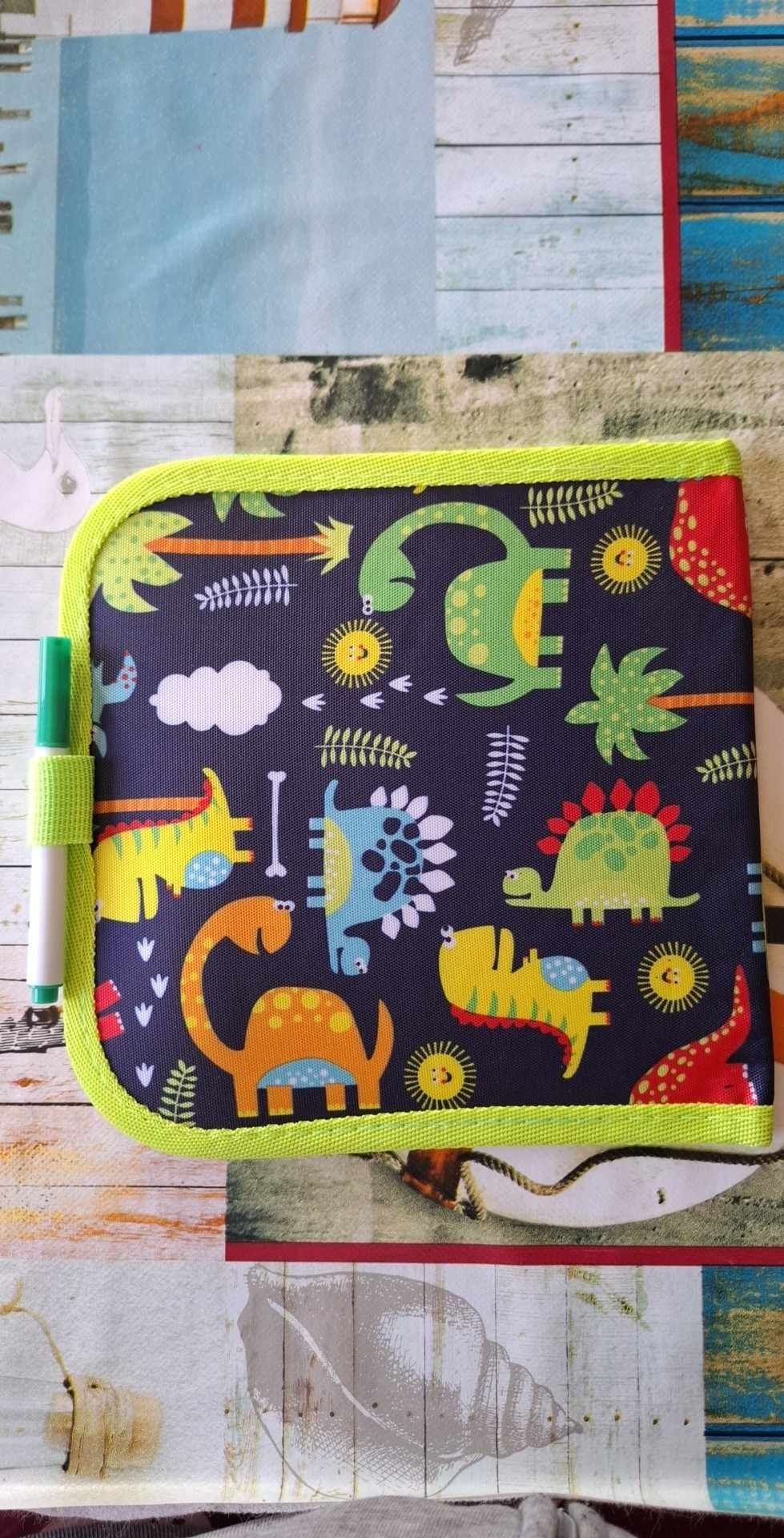 Livro Portátil/Lousa para giz ou caneta apagável Dinossauros