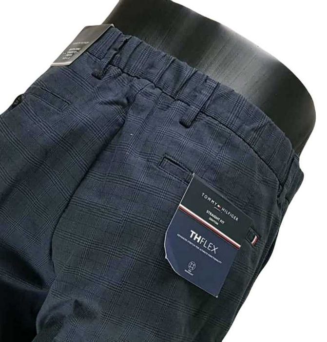 Męskie spodnie Tommy Hilfiger Denton Chino Straight krata nowe W33/L32
