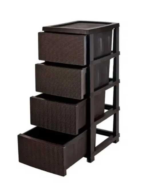 Комод пластиковий Ротанг 4 яруси 86.5х44.5х34.5 см R-Plastic