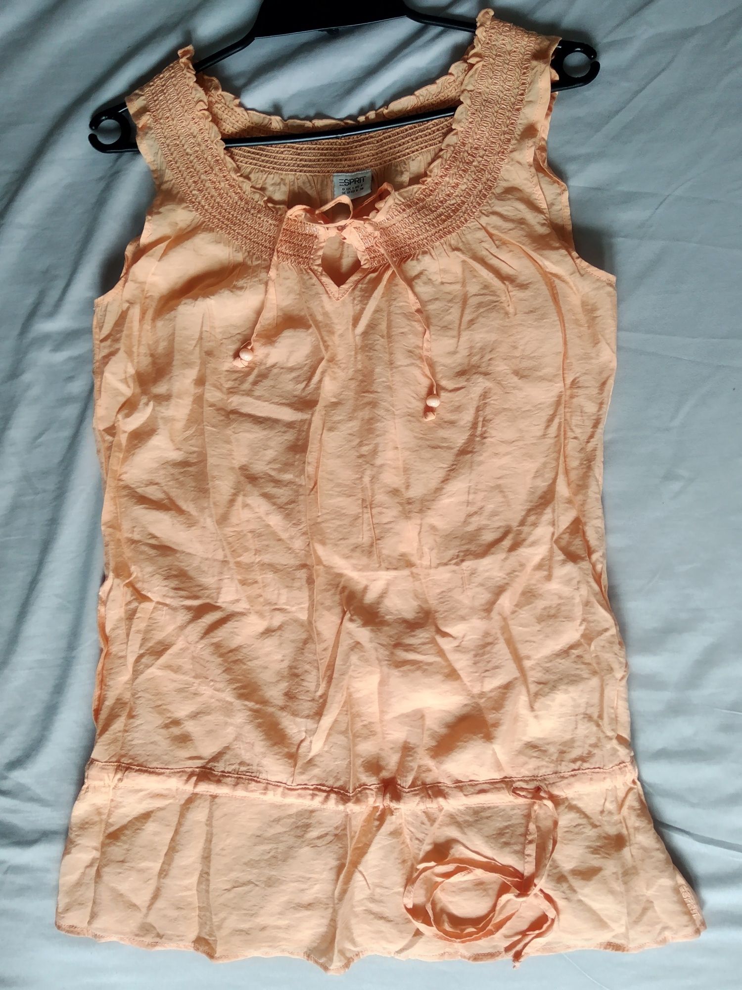 Bluzka letnia ESPRIT tunika na ramiączka brzoskwiniowa 36S