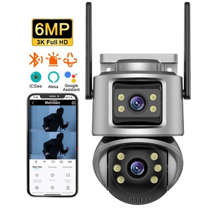 Kamera WiFi 2x3MP zewnętrzna Alexa iCSee + Karta SD 64GB gratis!