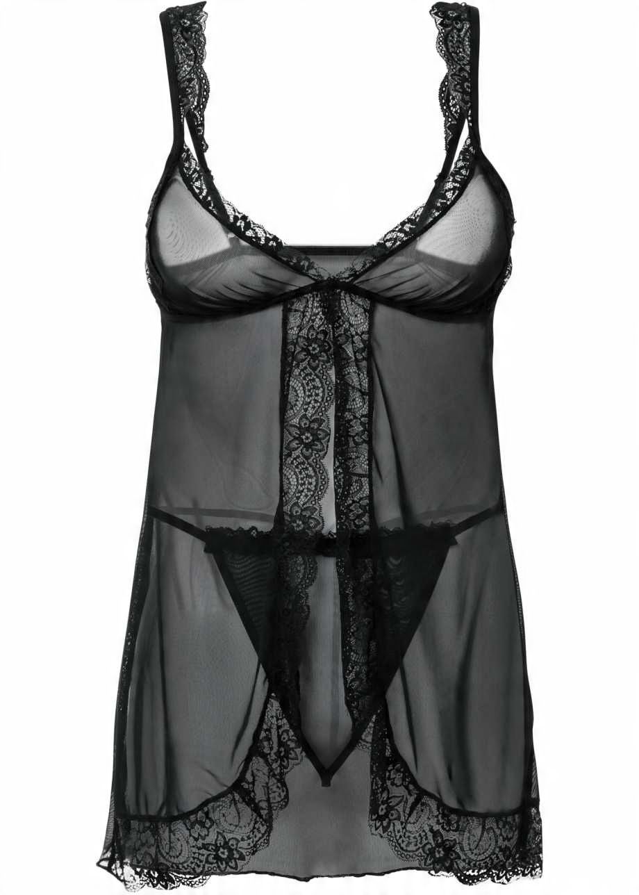 VENUS babydoll i stringi komplet czarny ^52/54