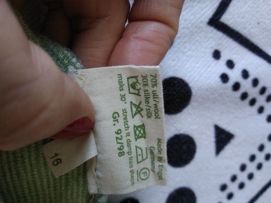 Body z długim rękawem wełna jedwab 92/98 Nostebarn