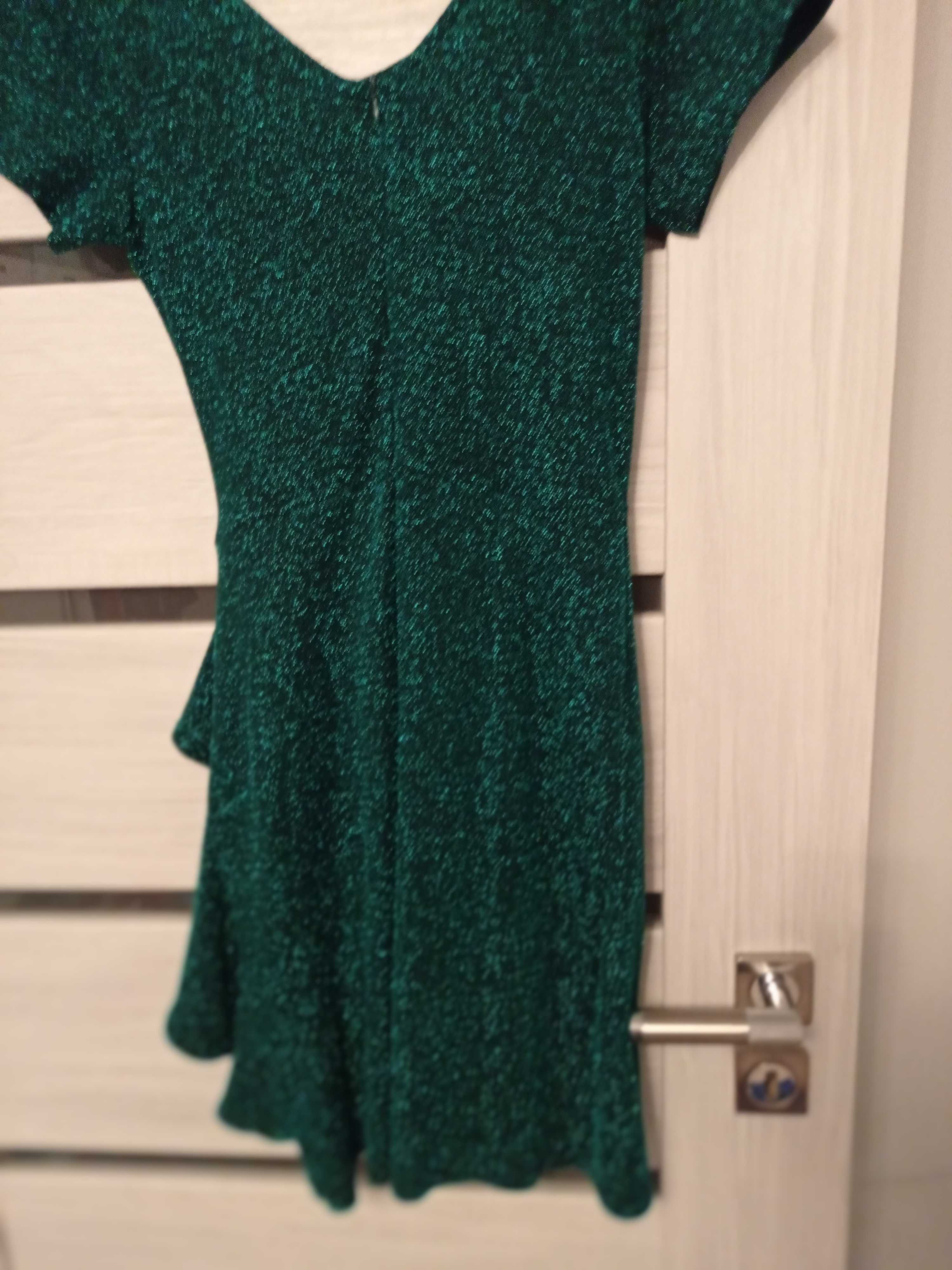 Sukienka,sylwester karnawał,błyszcząca , zielono-czarny rozmiar 40
