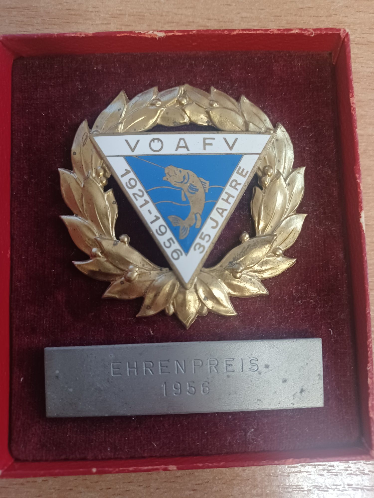 Stary medal Nagroda Honorowa VOAFV austriacki Związek Wędkarski