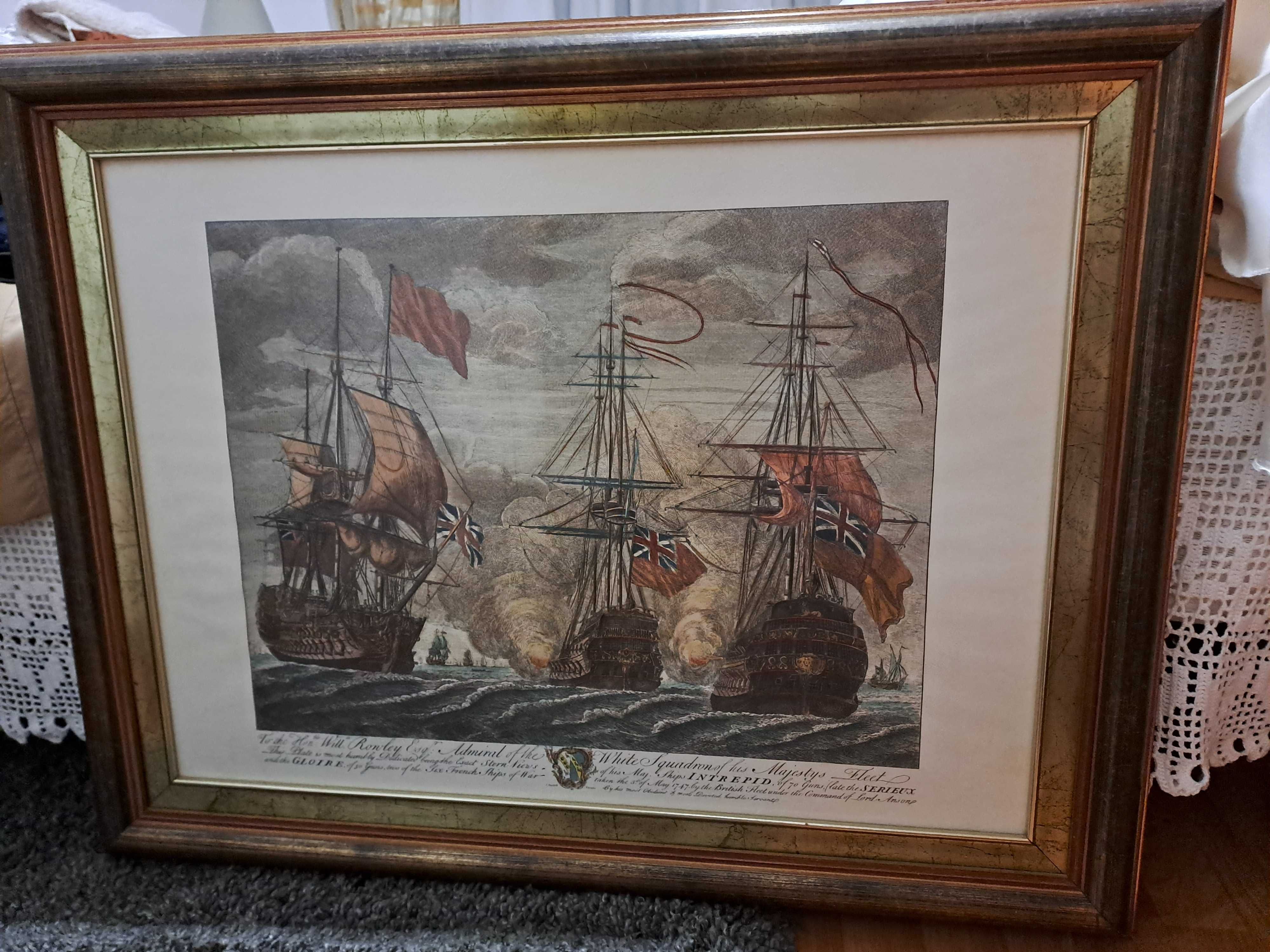 Quadro vintage de batalha naval