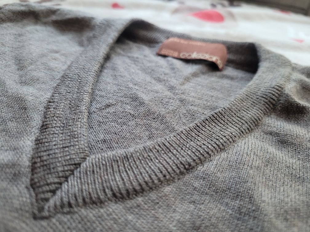 Sweter swetr r S M merino 100proc extra Fine termiczny wełna