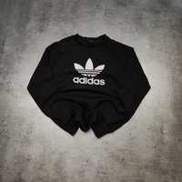 MĘSKA Bluza bez Kaptura Crewneck Adidas Czarna Bawełna Duże Logo