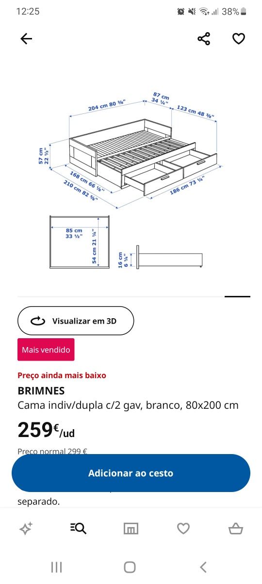 Cama individual /dupla + 1 colchão ikea