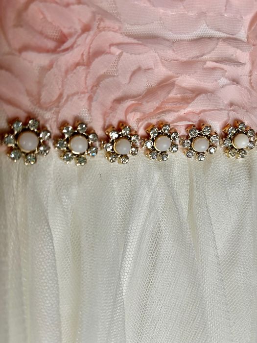 AMERICAN PRINCESS Sukienka wizytowa, urodziny TIUL KAMIENIE, kwiaty 3D