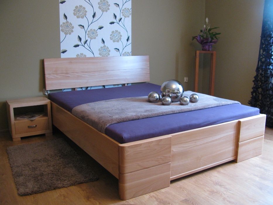Łóżko z buka podwójne 160x200 z drewna bukowe 100% lity buk PRODUCENT