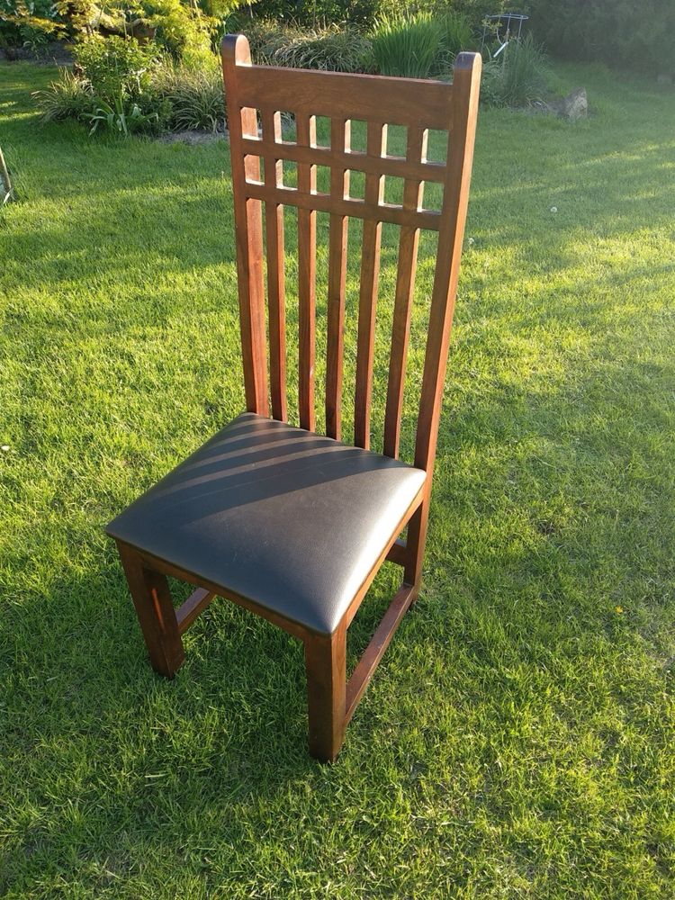 Krzesła stołowe drewniane, ciężkie, skóra, 8 sztuk