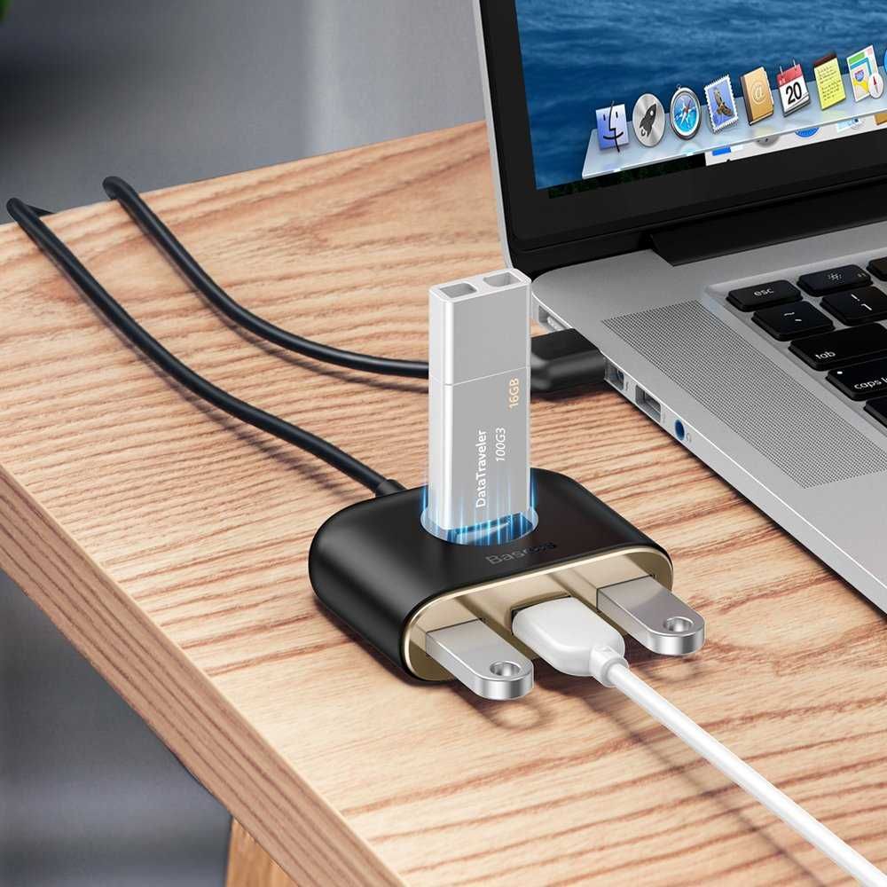 Baseus Square round 4 in 1 USB HUB Adapter USB3.0 TO USB3.0*1+USB2.0*3