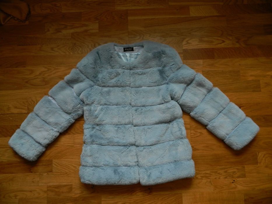 Шубка екохутро блакитна штучна вкорочена шуба торг