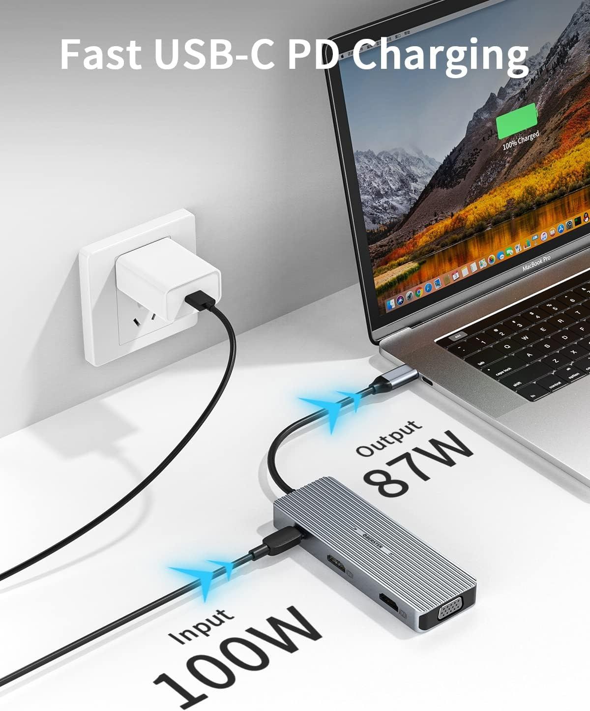 Selados! Hub USB C 2 HDMI Docking Station, de ecrã triplo 9 em 1