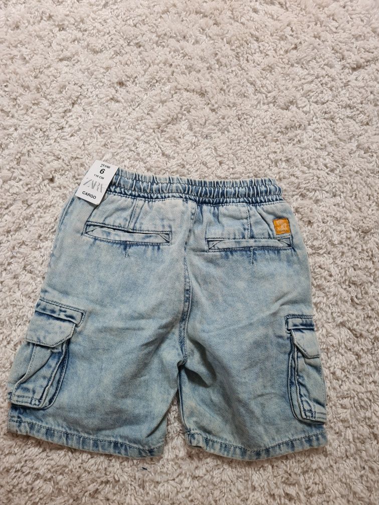 ZARA 116 nowe spodenki szorty dżinsowe kieszenie