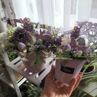 Zestaw dekoracji świątecznych stroik wielkanocny Wielkanoc fiolet lila