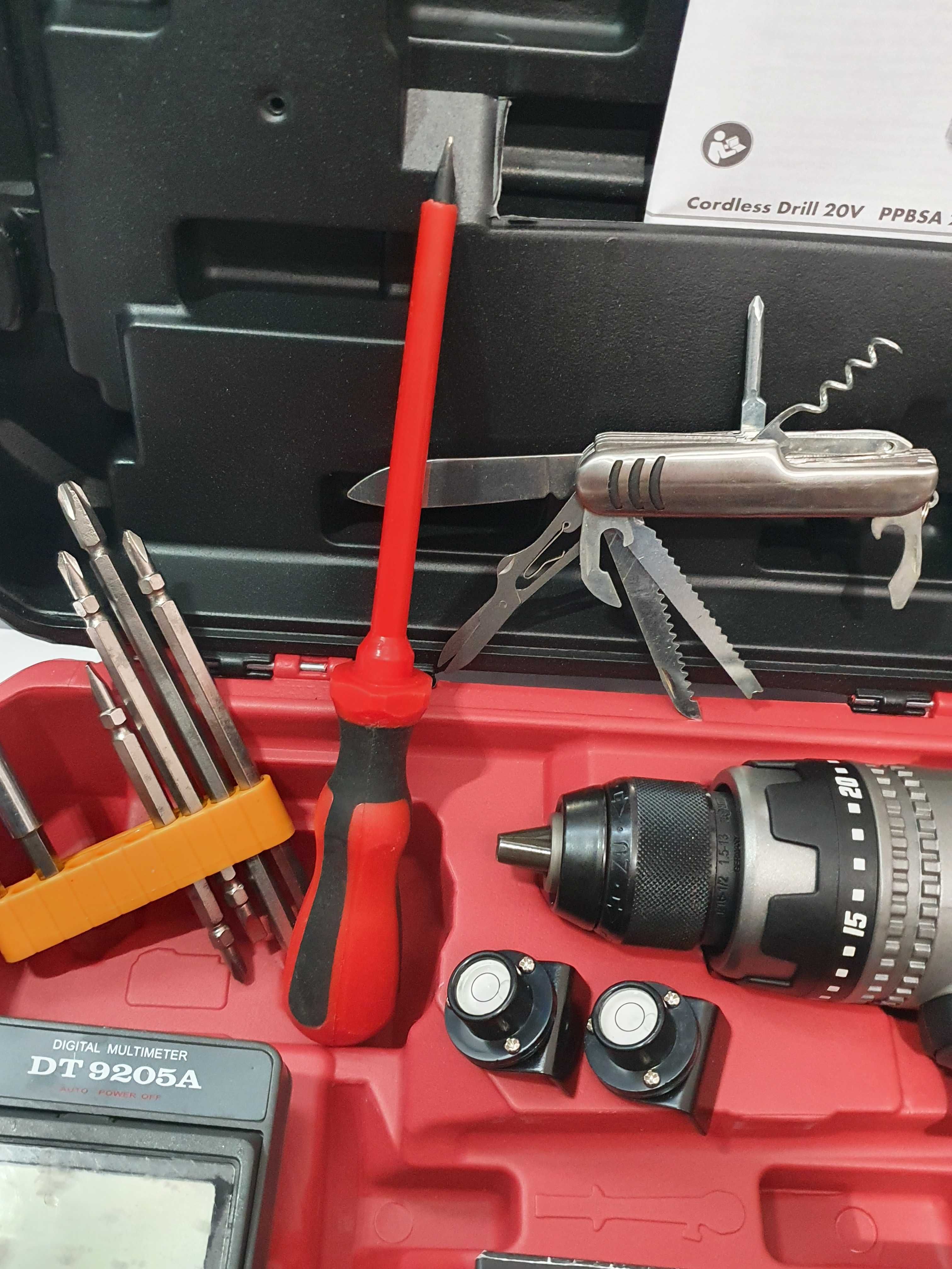 Zestaw PARKSIDE wkrętarka 150Nm +dalmierz PLEM 50 bity nóz wkretak