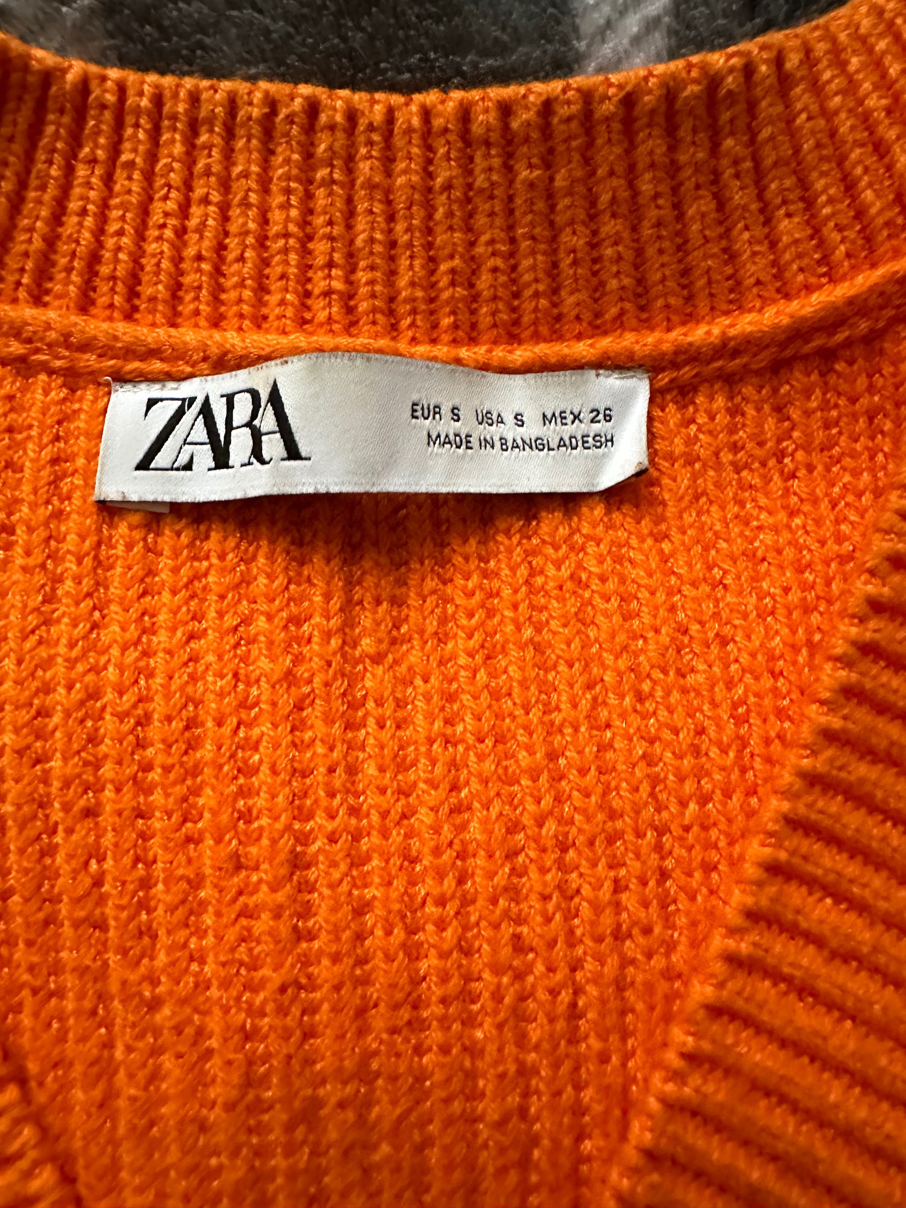 трендовая оранжевая вязаная жилетка ZARA , size S