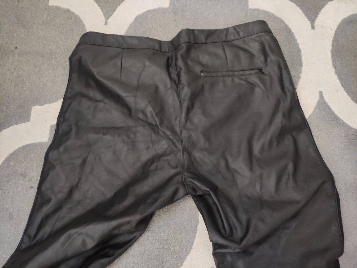 Spodnie damskie eko skóra dla puszystej elastyczne lampas H&M L 44 46