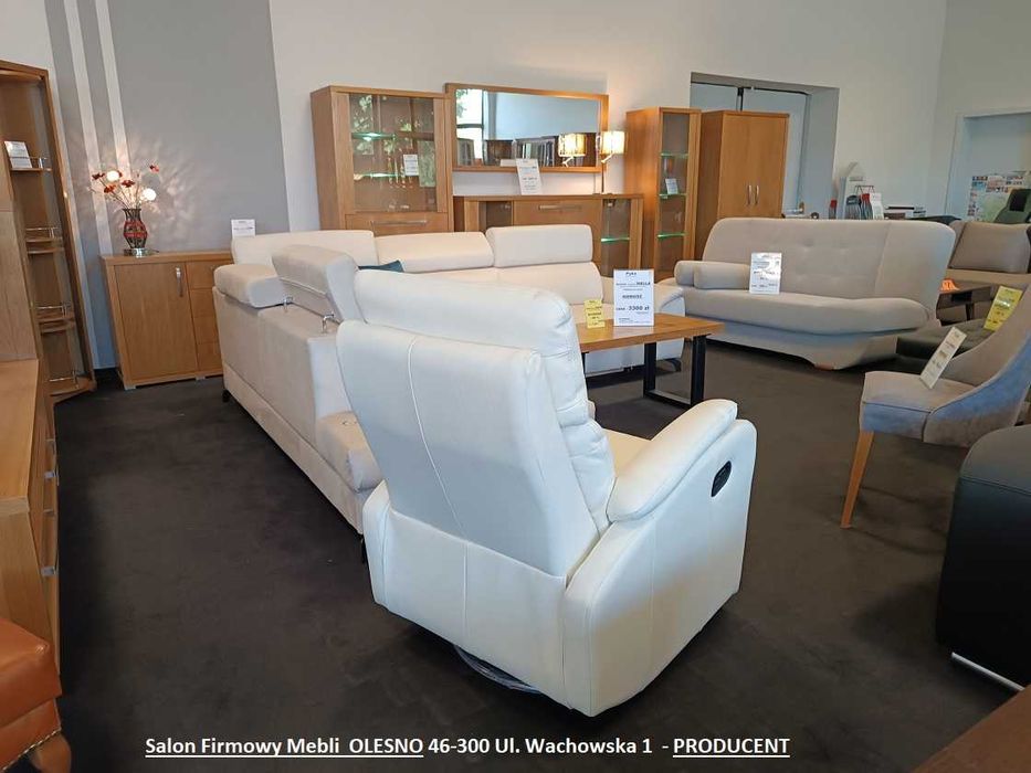 Nowy Fotel z Funkcją RELAX, Skóra Naturalna, Wyprzedaż -33%  OLESNO