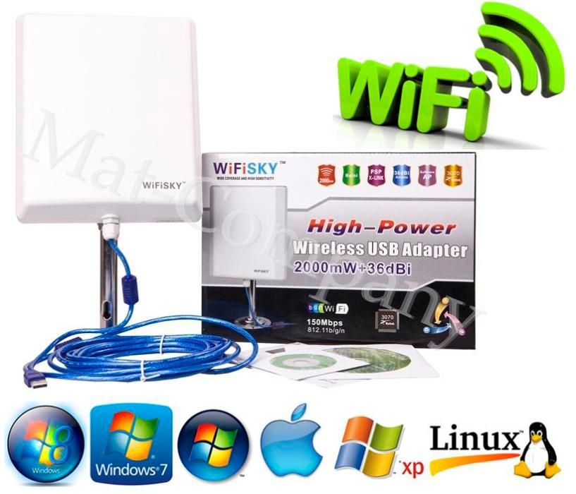 Aktywna Antena do INTERNETU 10km WI-FI SKY 5m USB