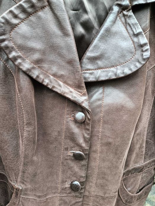 Etam skórzana kurtka z kołnierzem vintage M/L