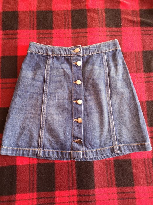 Jeansowa spódnica mini zapinana na guziki h&m xs