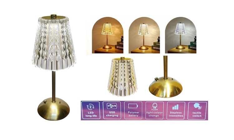 Lampka nocna kryształowy polimer dotykowa 3 tryby led ładowanie usb