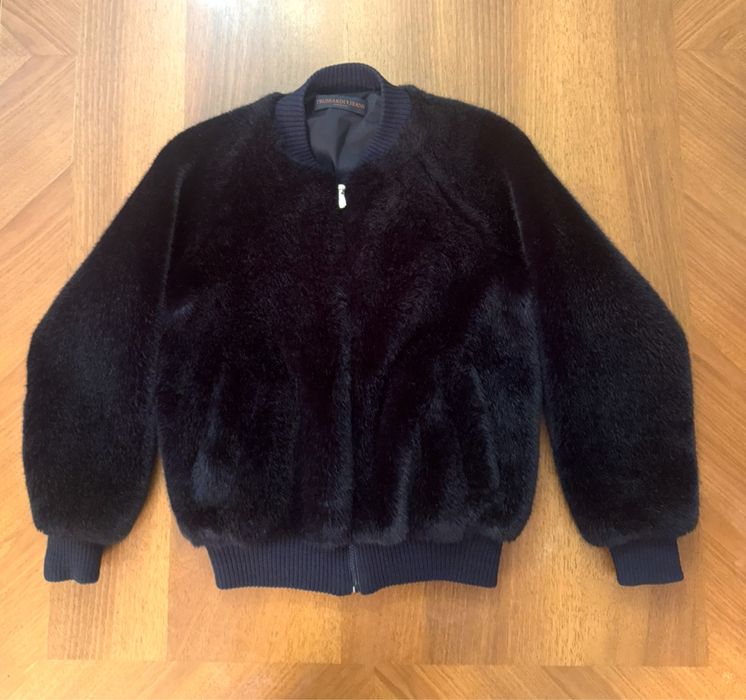 Куртка TRUSSARDI темно-синя, штучне хутро.