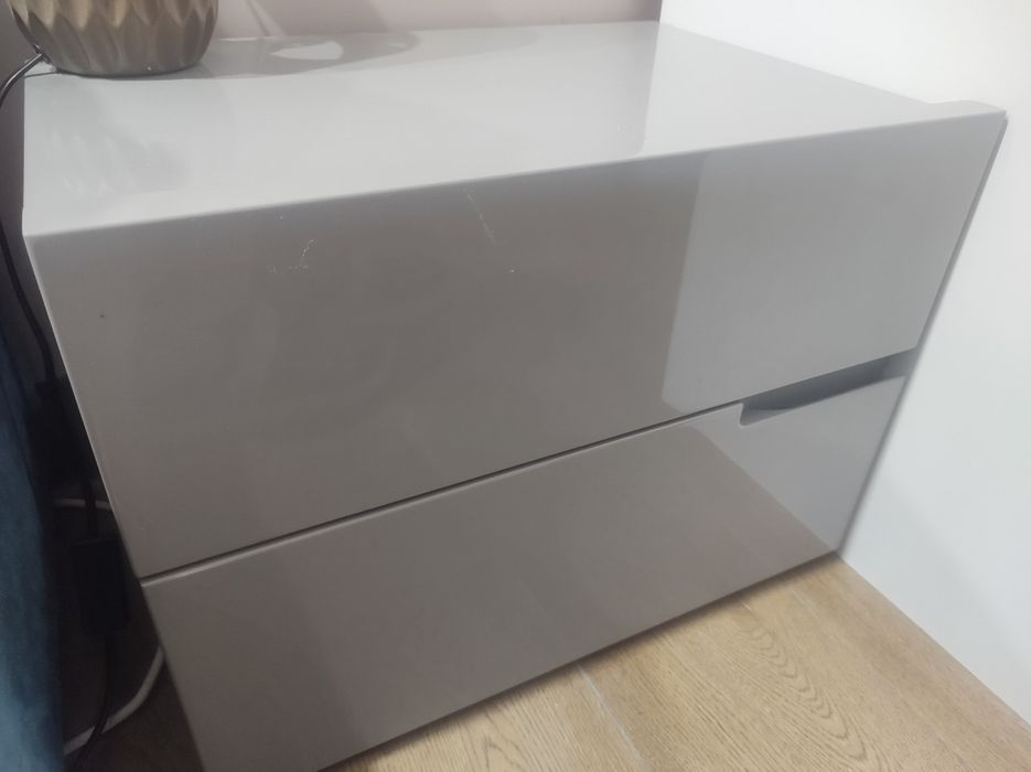 Szafka nocna 50 cm szara polysk