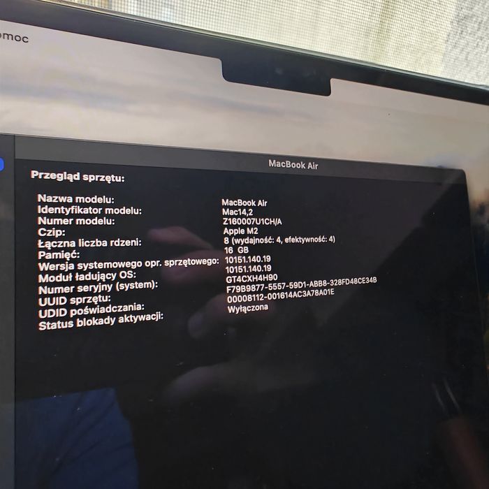 MacBook Air M2 A2681/16GB/1TB/9 cykli + etui
