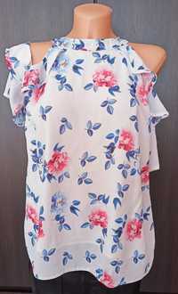 Zwiewna bluzka z odkrytymi ramionami w kwiaty Select 42 XL