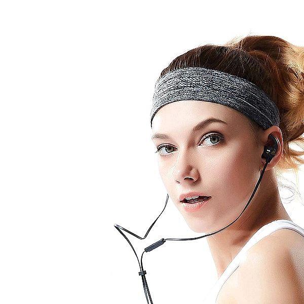 Elastyczna materiałowa opaska na głowę do biegania fitness pomarańczow