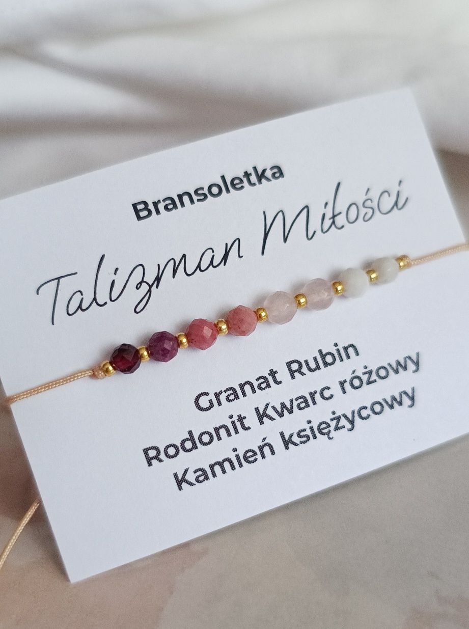 Kamienie miłości talizman Miłość kwarc rubin bransoletka minerały