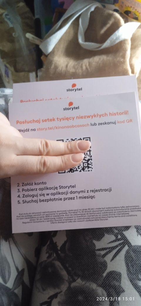 Storytel kod QR karta podarunkowa