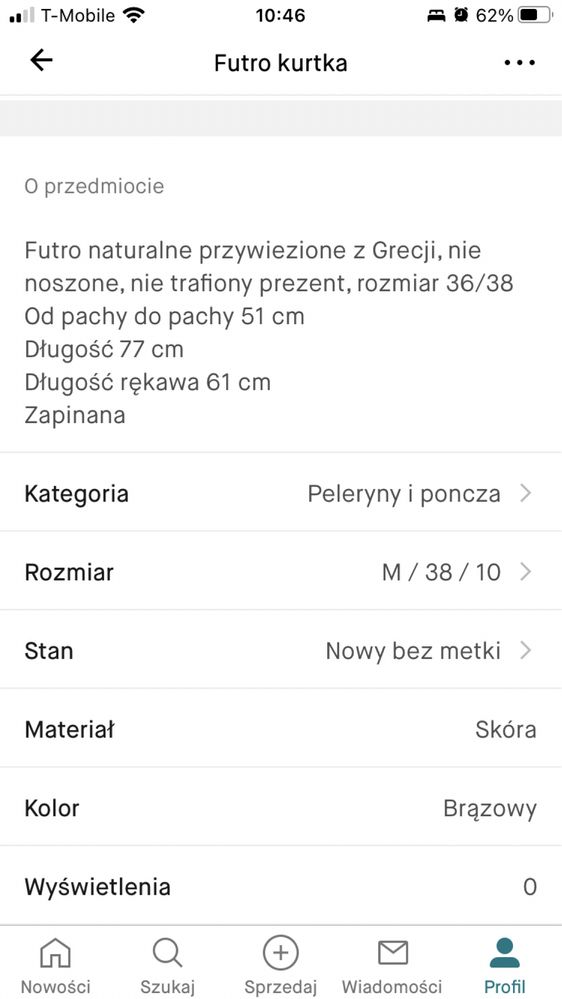 Futro naturalne kurtka rozm 36/38