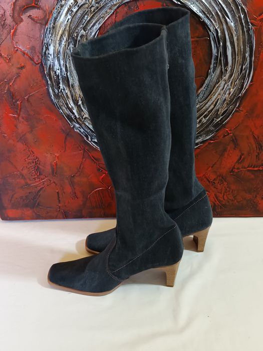 34 botas cano com tacão