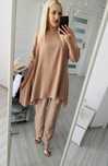 Karmelowy komplet zestaw luzny oversize XL