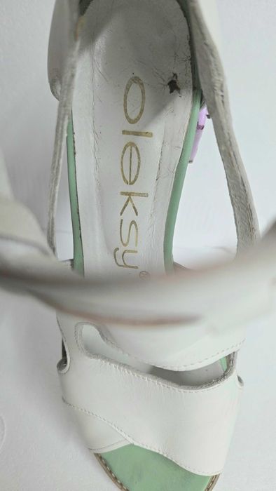 Buty damskie sandały skórzane multikolor na słupku Oleksy 38