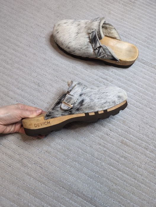 Сабо шльопанці 42р. 27см Devich шкіряні з хутром