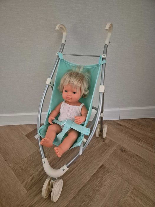 MIĘTOWY WÓZEK spacerowy trókołowy dla lalek Miniland