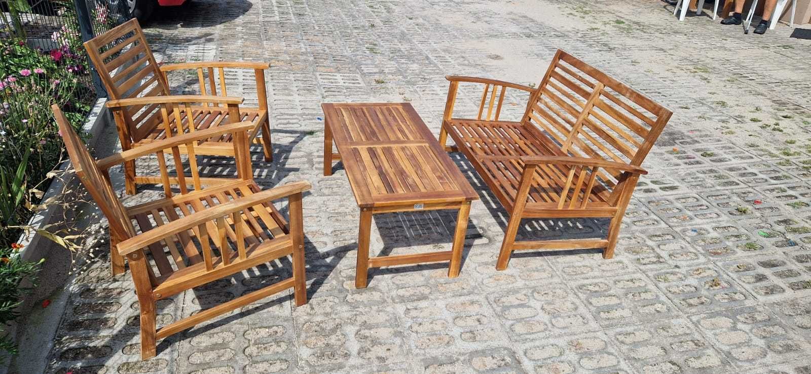 Zestaw mebli ogrodowych z drewna drewniane meble na taras ogród SUPER