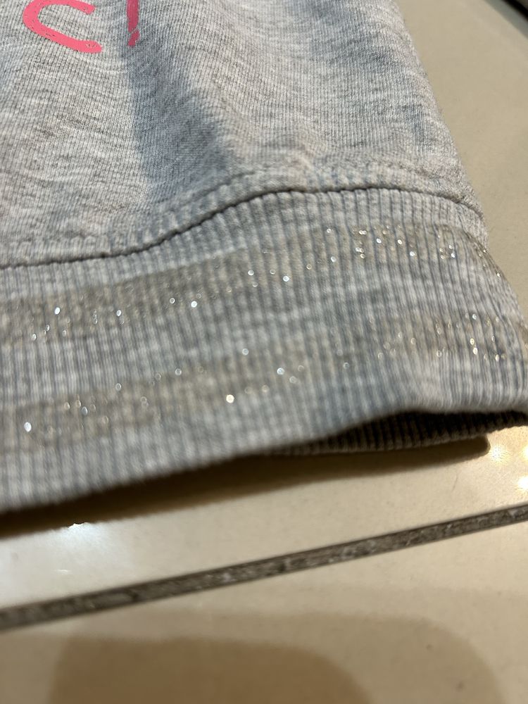 Bluza jednorożec 128 szara z brokatem Pepco