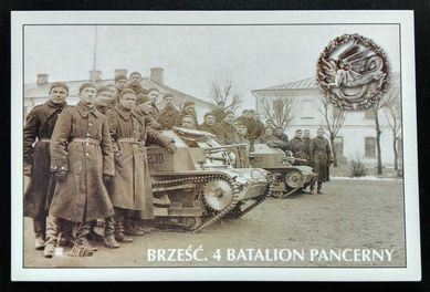 Pocztówka Militaria Tankietka TK-3 4. Batalion pancerny reprint