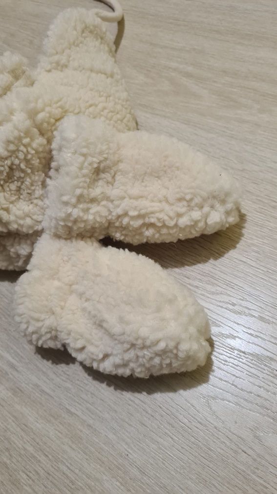 Czapka rękawiczki pilotka ciepła zimowa baranek komplet 62 68 H&M nowa