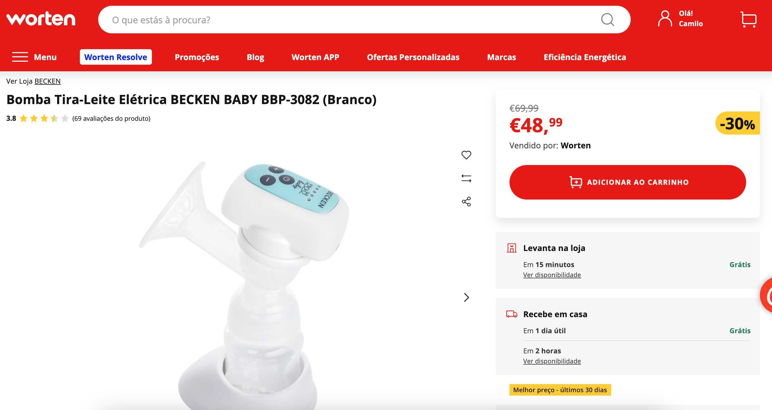 Bomba Tira-Leite Elétrica BECKEN BABY BBP-3082 (Branco)