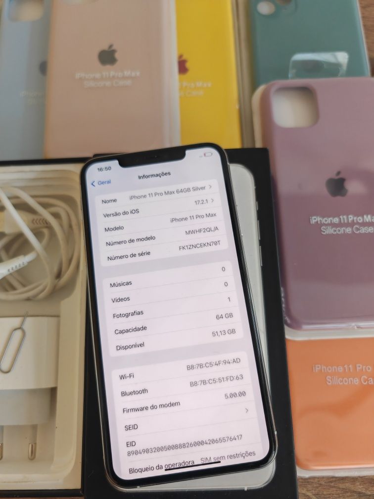 iPhone 11 Pro Max 64GB Silver Bom estado